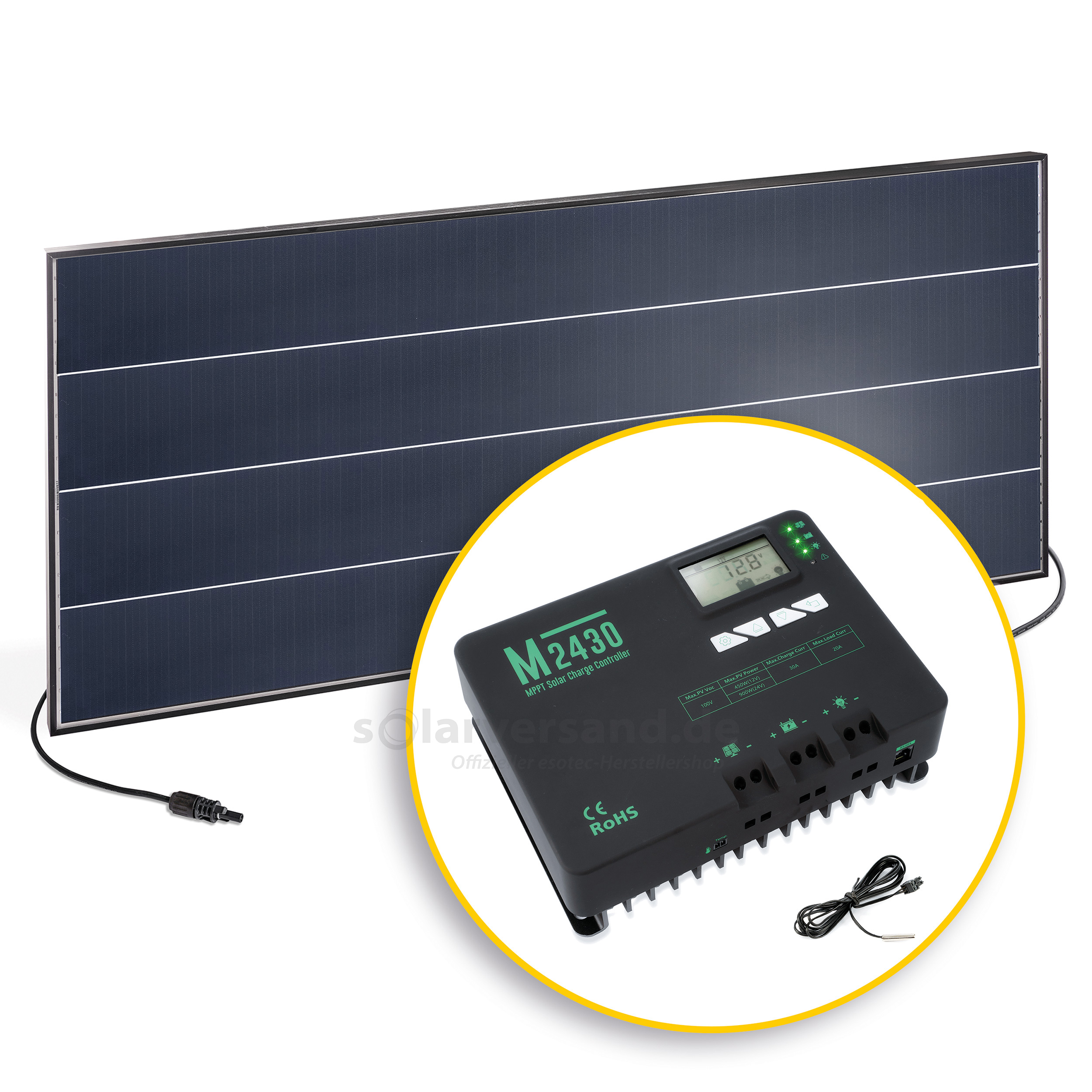 Solar Set 20A Laderegler Stecker Kabel für 2 Solarmodul Photovoltaik  Inselanlage