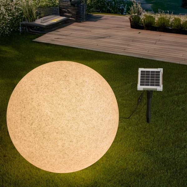 Solar Stein-Leuchtkugel 50 cm mit externem Solarmodul
