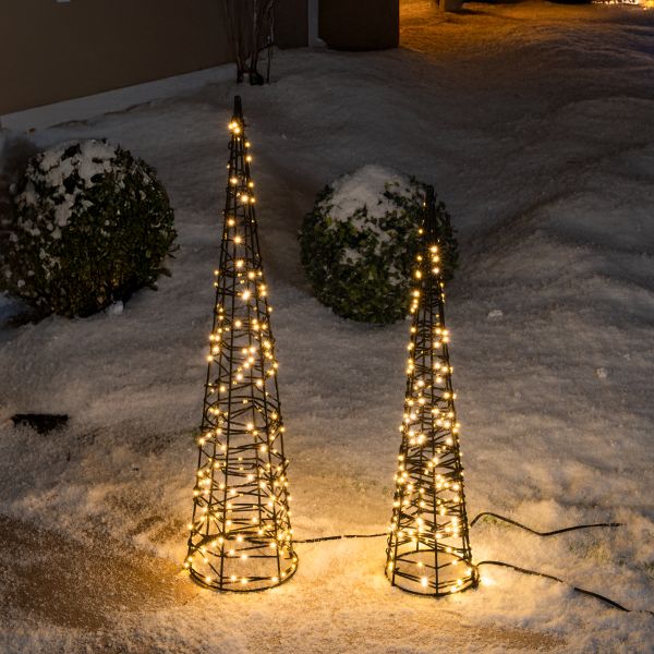 Solar Weihnachtspyramiden 2er Set mit je 200 LEDs