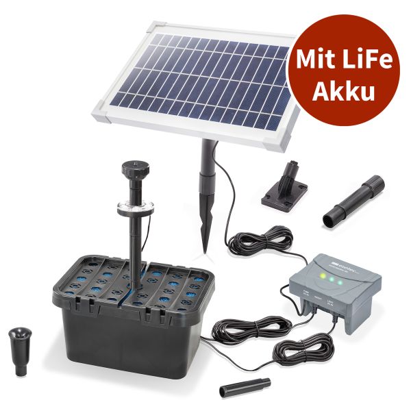 Solar Teichfilterset Profi 8/400 LED 6,4V/4Ah LiFe Akku