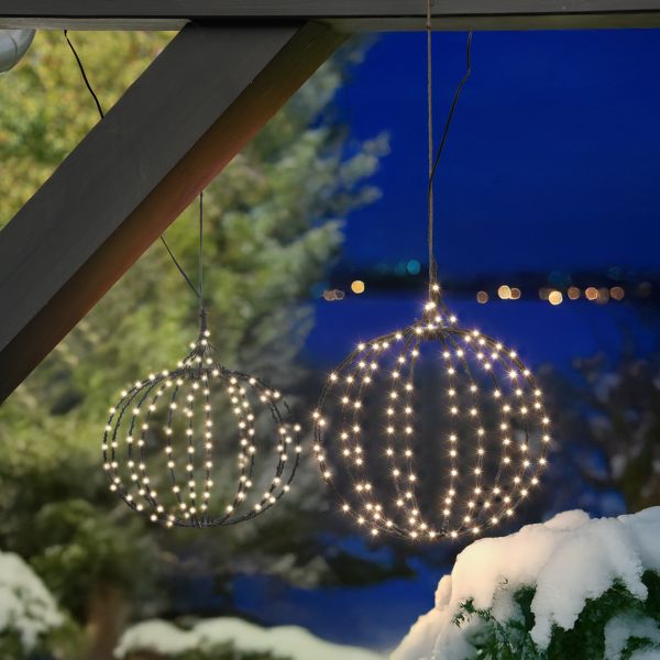Solar LED Weihnachtskugel 2 er Set mit 25 und 30 cm