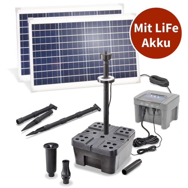 Solar Teichfilterset "Profi 70/2800 LED" 12,8V/12Ah LiFe-Akku