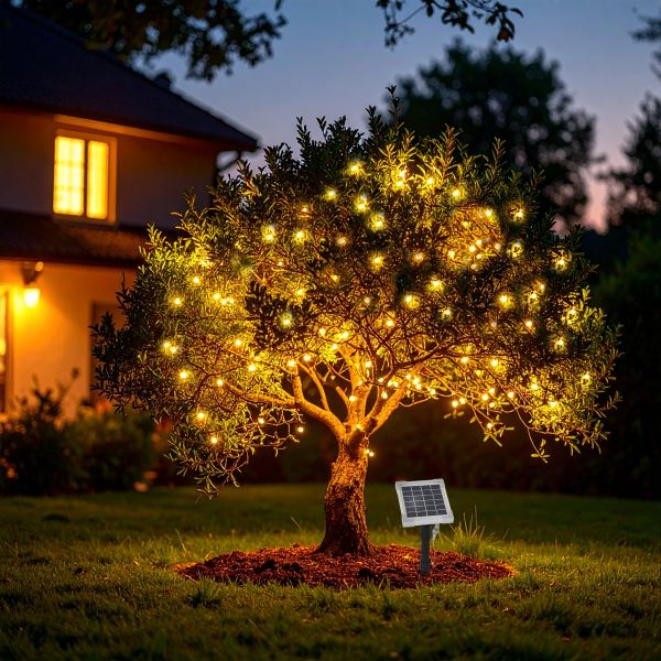 Solar LED Lichterkette 200 LEDs warmweiß
