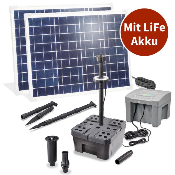 Solar Teichfilterset "Profi 100/4000 LED" 12,8V/24Ah LiFe-Akku