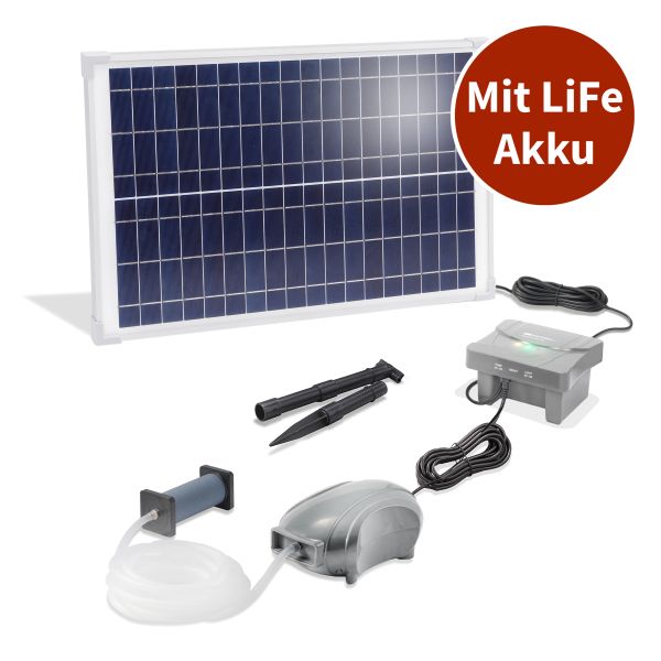 Solar Teichbelüfter 25/600 mit 12,8 V/ 6Ah LiFe Akkuspeicher