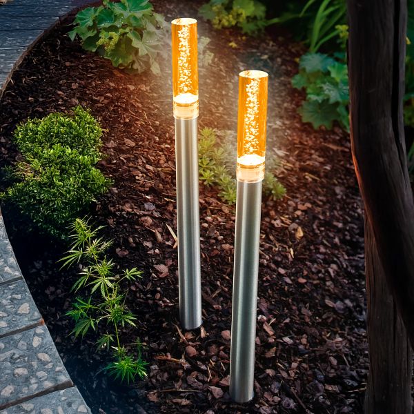 Solar LED Steckleuchtenset Twins 2er Set bernsteinfarben