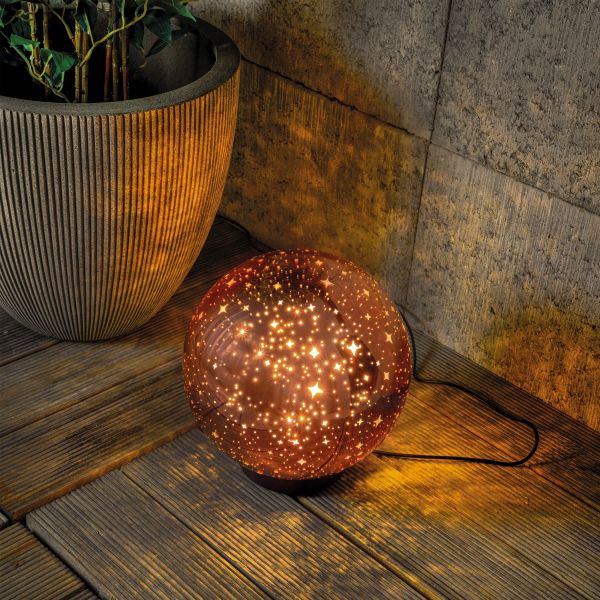 LED-Solarkugel Magic Stars Ø 20 cm kupferfarben