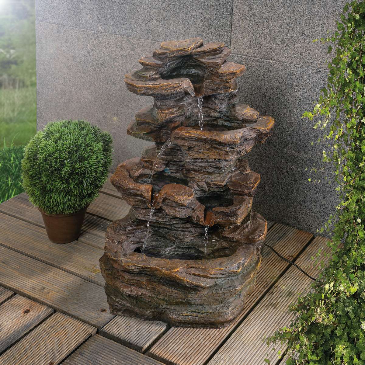 Solarbrunnen Rock Fountain mit Akkuspeicher solarversand.de