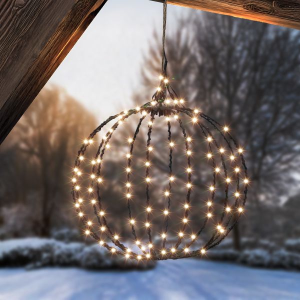 Solar Weihnachtskugel 30 cm mit 210 bernsteinfarbenen LEDs
