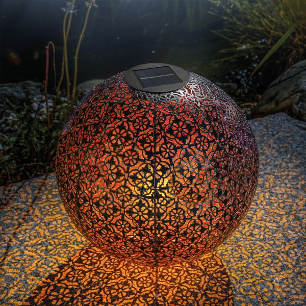 Ornament-Solarkugel Basima 30 cm aus Metall