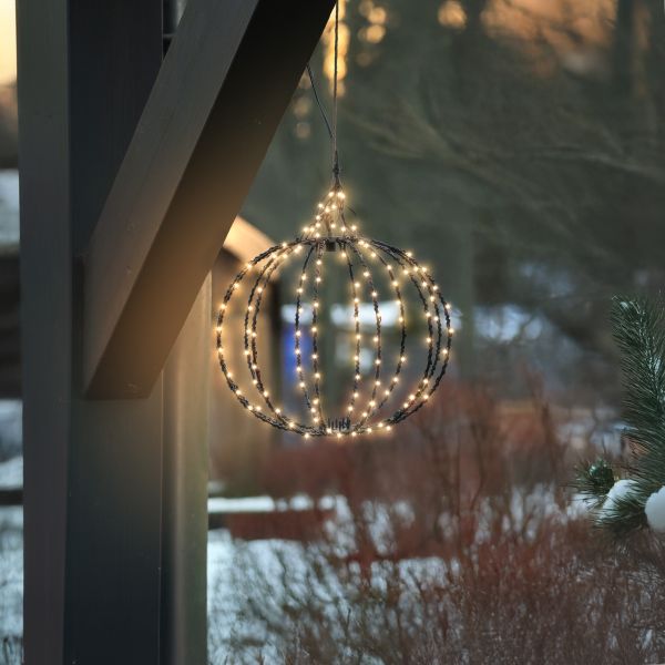 Solar Weihnachtskugel 25 cm mit 180 bernsteinfarbenen LEDs