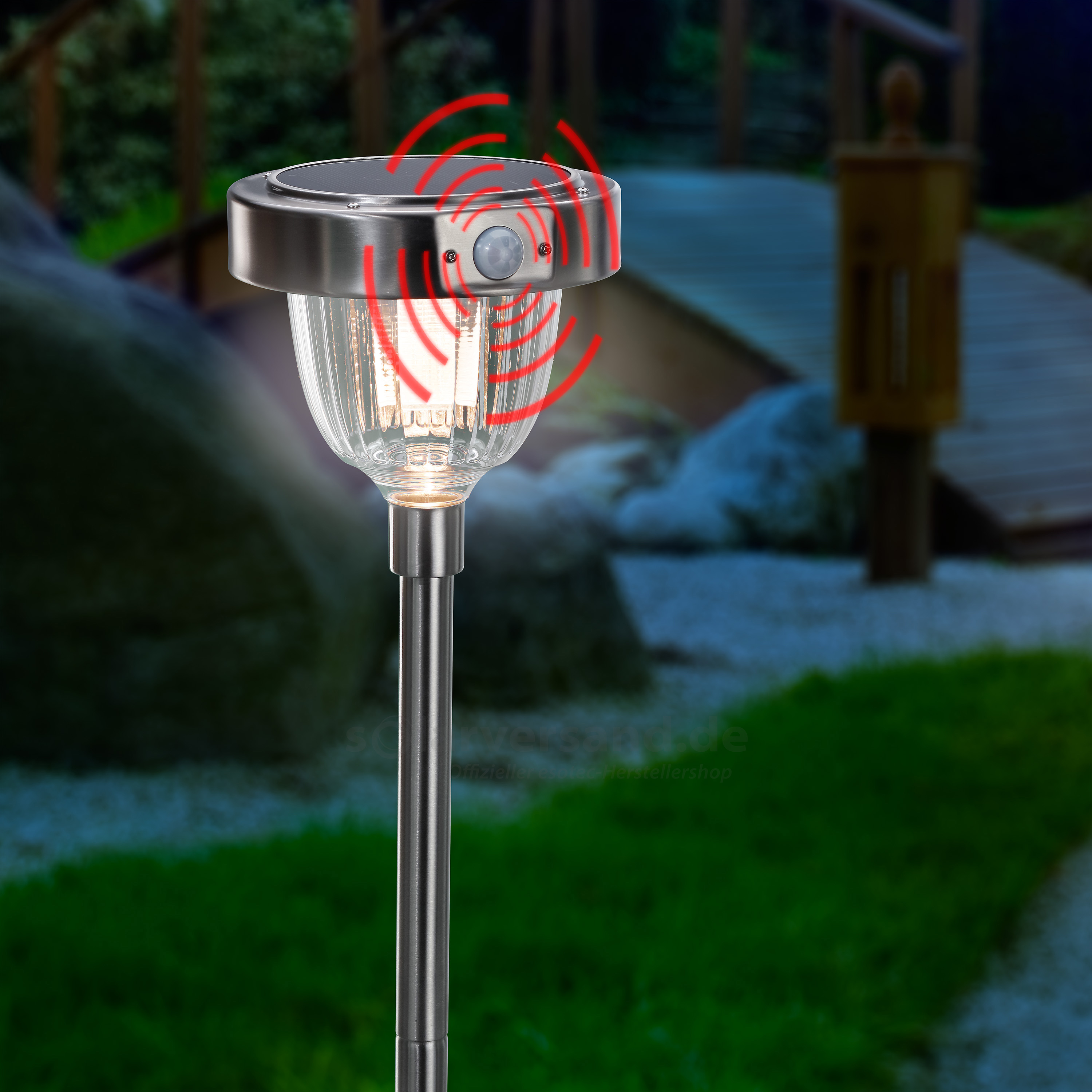 Solarleuchte 100 LED Solarlampe mit Bewegungsmelder Garten Außen-Beleuchtung DHL 