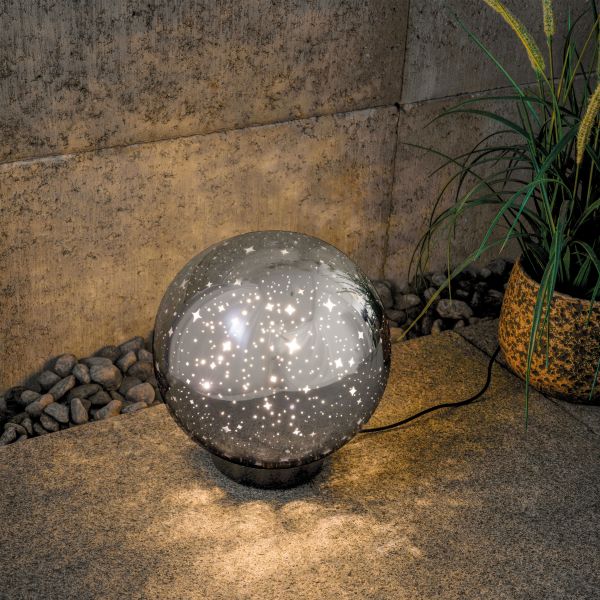 LED-Solarkugel Magic Stars Ø 20 cm in silber