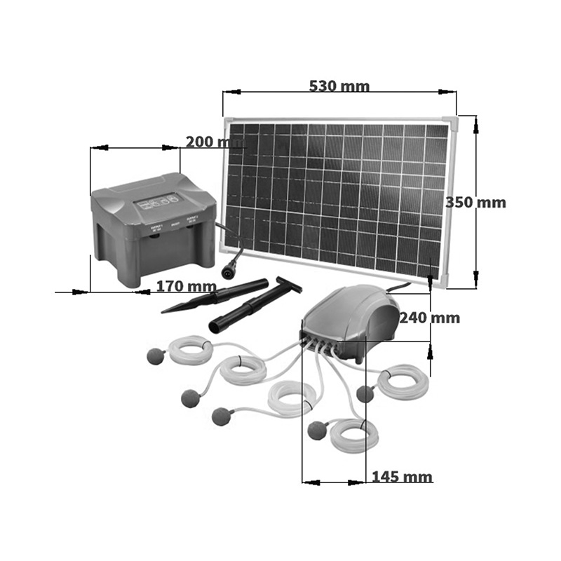 Solar Teichbelüfter 25W 500l/h Pumpe Teichbelüftung Sauerstoff esotec 101897